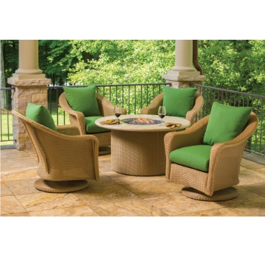 Lloyd Flanders Reflections Wicker Swivel Rocker Chair Set with Fire Table - LF-REFLECTIONS-SET4