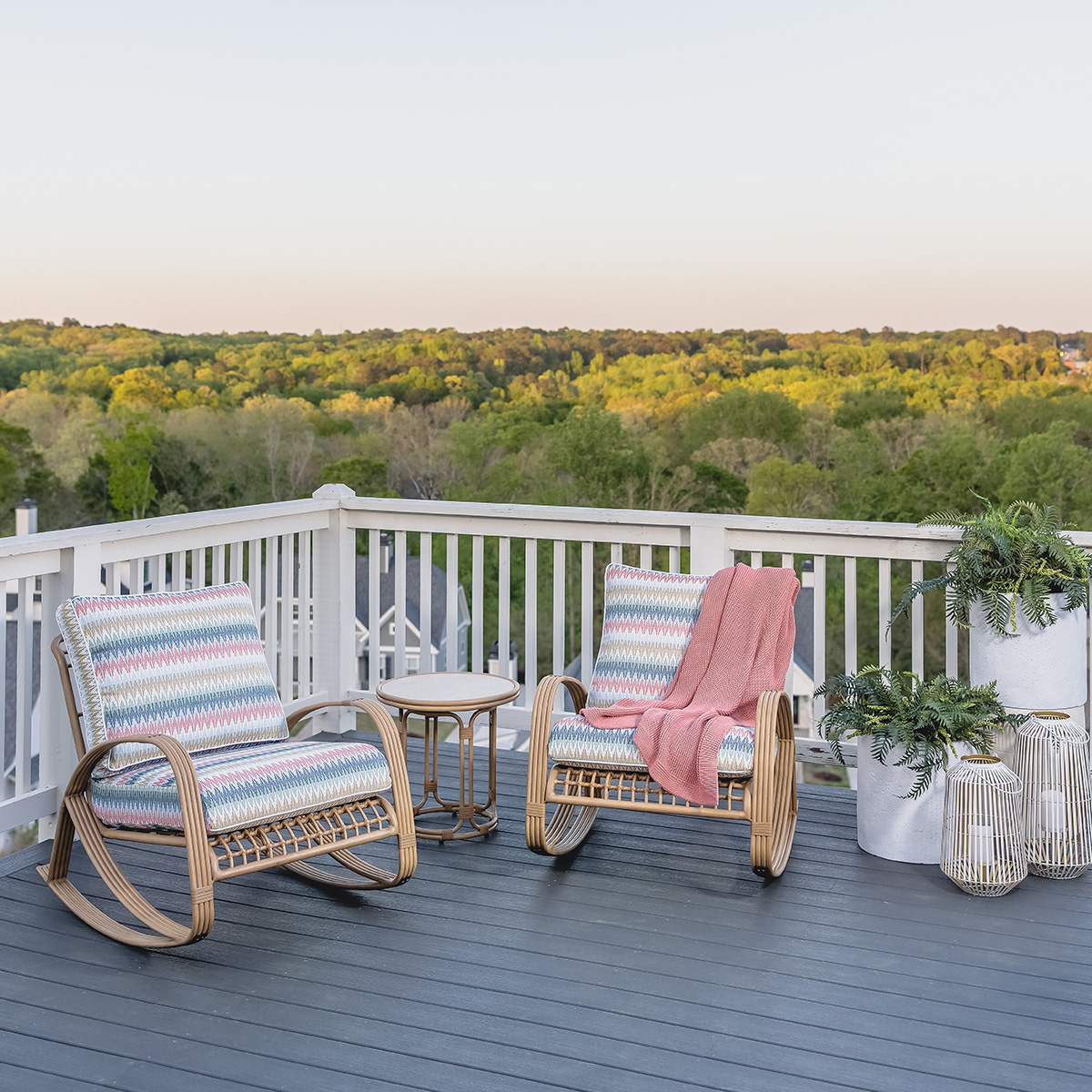 Lloyd Flanders Riviera Patio Rocking Chair Set with Side Table - LF-RIVIERA-SET3