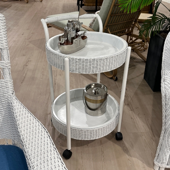 Loom Bar Cart with Set-In Serving Trays - 86065