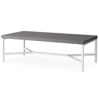 Lloyd Flanders 48" x 24" Rectangle Cocktail Table with Matte White Frame and Gray Ceramic Table Top
