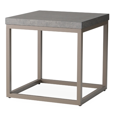 Lloyd Flanders 20" Square End Table with Matte Taupe Frame and Gray Ceramic Table Top