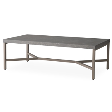 Lloyd Flanders 48" x 24" Rectangle Cocktail Table with Matte Taupe Frame and Gray Ceramic Table Top
