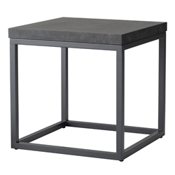 Lloyd Flanders 20" Square End Table with Matte Anthracite Frame and Black Ceramic Table Top