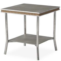 Lloyd Flanders Visions 20" Square End Table with Taupe Glass - 133043