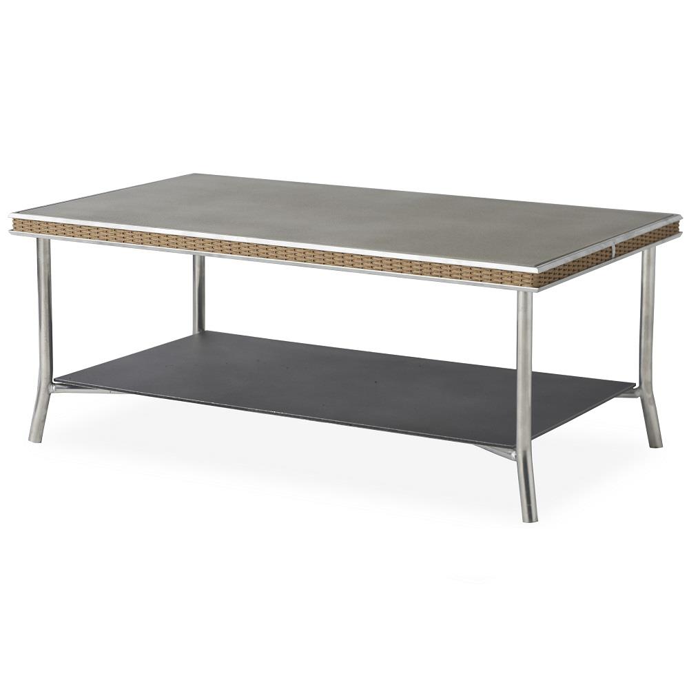 Lloyd Flanders Visions 42" Rectangular Cocktail Table with Taupe Glass - 133044