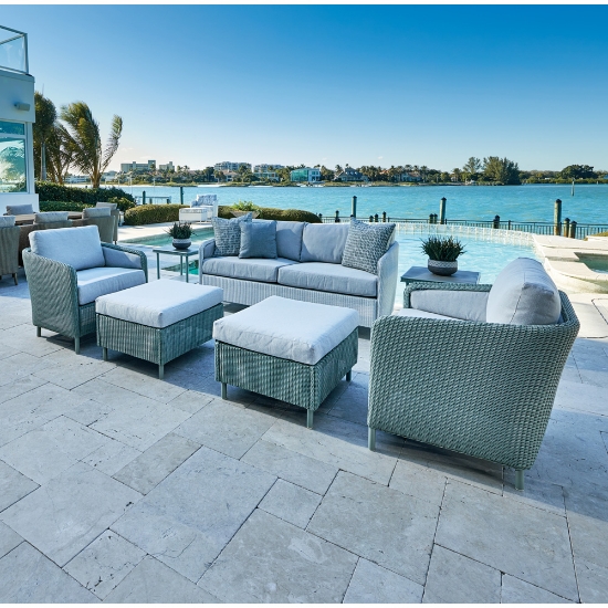 Visions wicker sofa with deep seating cushions