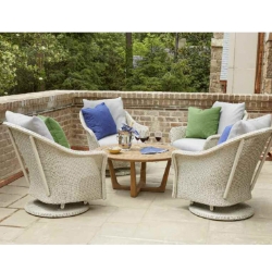 Lloyd Flanders Weekend Retreat Swivel Glider Lounge Chair Set with Teak Table - LF-WEEKENDRETREAT-SET11