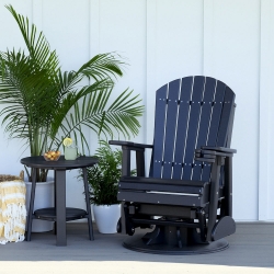 LuxCraft Adirondack Poly Swivel Glider and Side Table Set - LC-ADIRONDACK-SET11