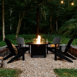 LuxCraft Lakeside Adirondack Chair Patio Set with Round Fire Table - LC-ADIRONDACK-SET15