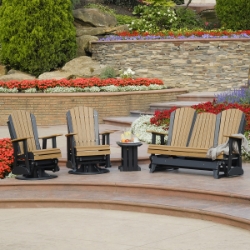 LuxCraft Adirondack Swivel Glider Patio Set with Sofa Glider - LC-ADIRONDACK-SET21