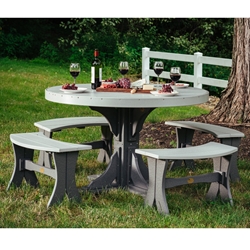 LuxCraft Classic Round Poly Patio Dining Set with Benches - LC-CLASSIC-SET10