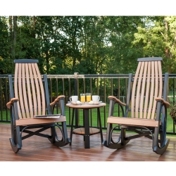 LuxCraft Set of 2 Grandpas Poly Rockers with Deluxe Side Table - LC-CLASSIC-SET13