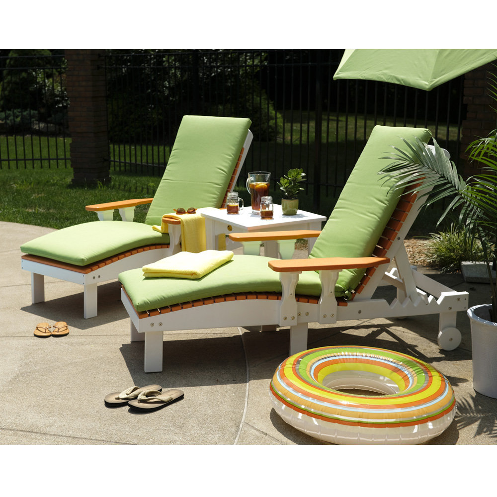 Luxcraft Set Of 2 Poly Chaise Loungers With Side Table Lc