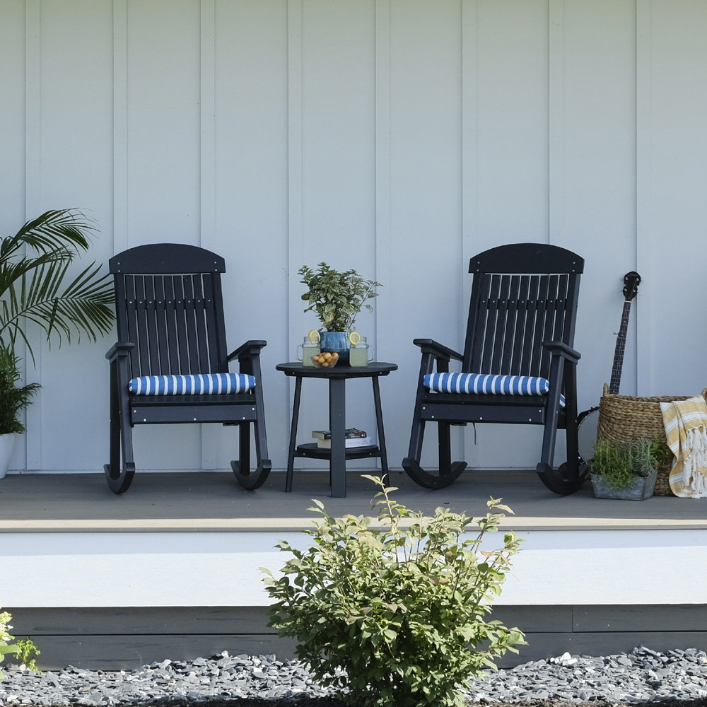 LuxCraft Set of 2 Poly Porch Rockers with Deluxe Side Table - LC-CLASSIC-SET18