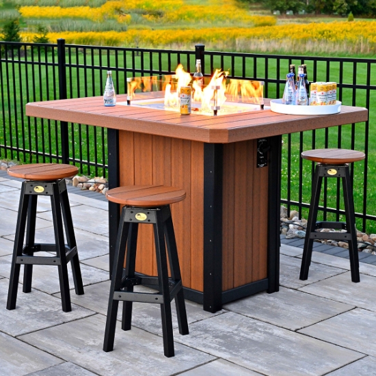 Bar Stool Poly Rectangle Fire Pit Patio Set angle