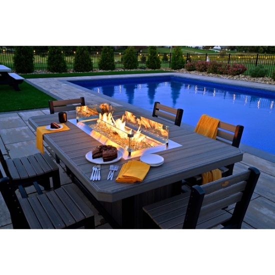 Island Poly Fire Pit Dining Set for 6 top view