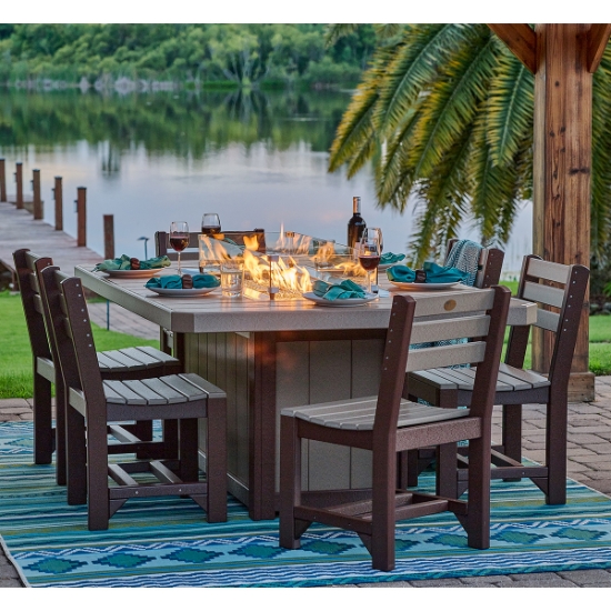 Island Side Chair Fire Pit Set for 6 angle