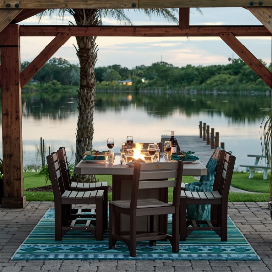 LuxCraft Island Side Chair Fire Pit Set for 6 - LC-CLASSIC-SET28