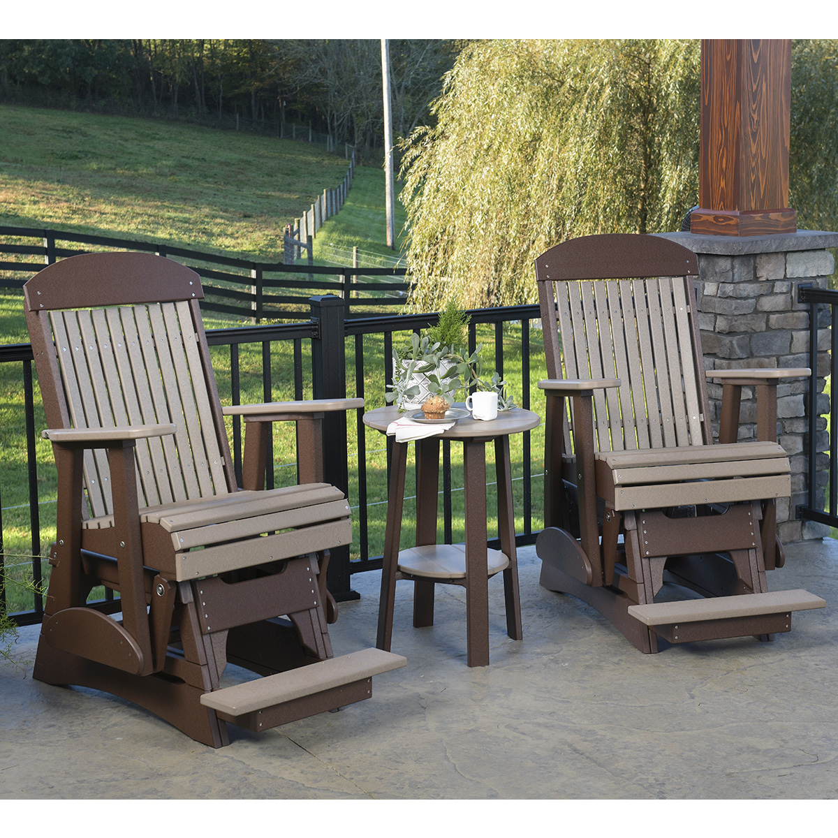 LuxCraft Classic Balcony Glider Set with Deluxe End Table - LC-CLASSIC-SET29