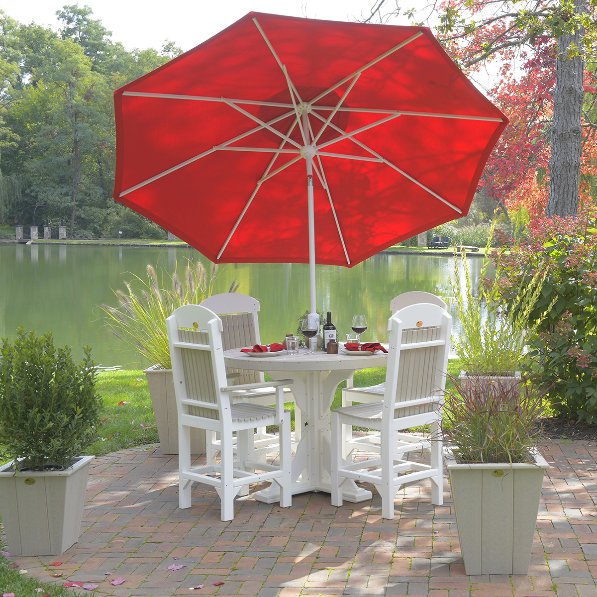 LuxCraft Classic Counter Height Round Polymer Dining Set - LC-CLASSIC-SET36