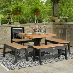 LuxCraft Square CafT Dining Bench Set - LC-CLASSIC-SET37
