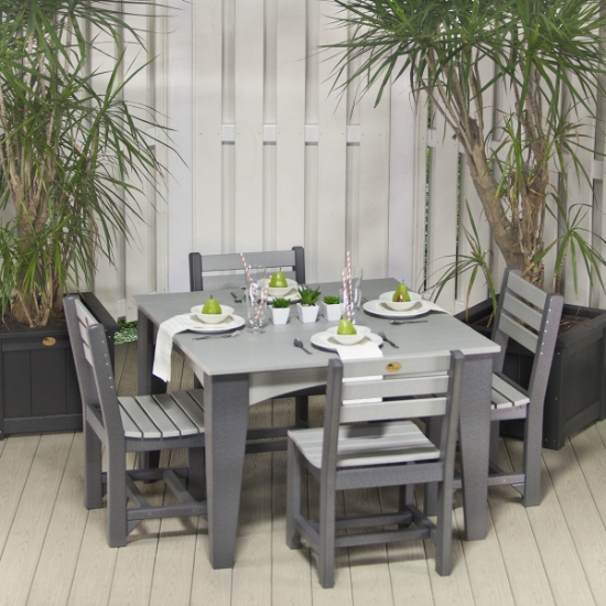 LuxCraft Island Poly Dining Set for 4 - Shown in Dove Gray and Black