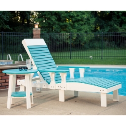 LuxCraft Polymer Chaise Lounge with Deluxe End Table - LC-CLASSIC-SET41