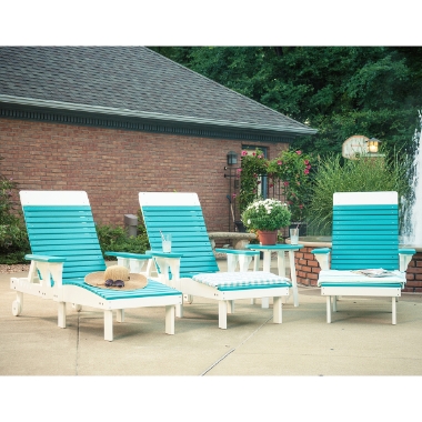 LuxCraft Set of 3 Chaise Loungers with Deluxe End Table - LC-CLASSIC-SET45