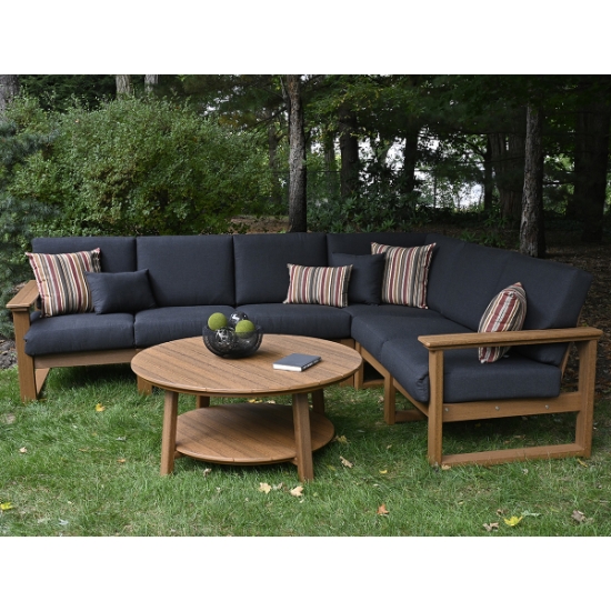 Lanai Sectional with Deluxe Round Conversation Table carbon