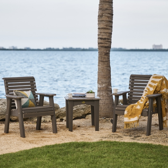 LuxCraft Plain Polymer Patio Chair Set for 2 - LC-PLAIN-SET5