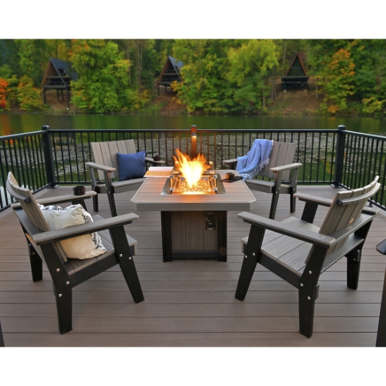 Urban Fire Pit Set with 4 Chat Chairs side