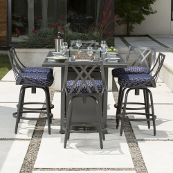 Mallin M Series Counter Stool Outdoor Fire Table Set for 6 - ML-MSERIES-SET1