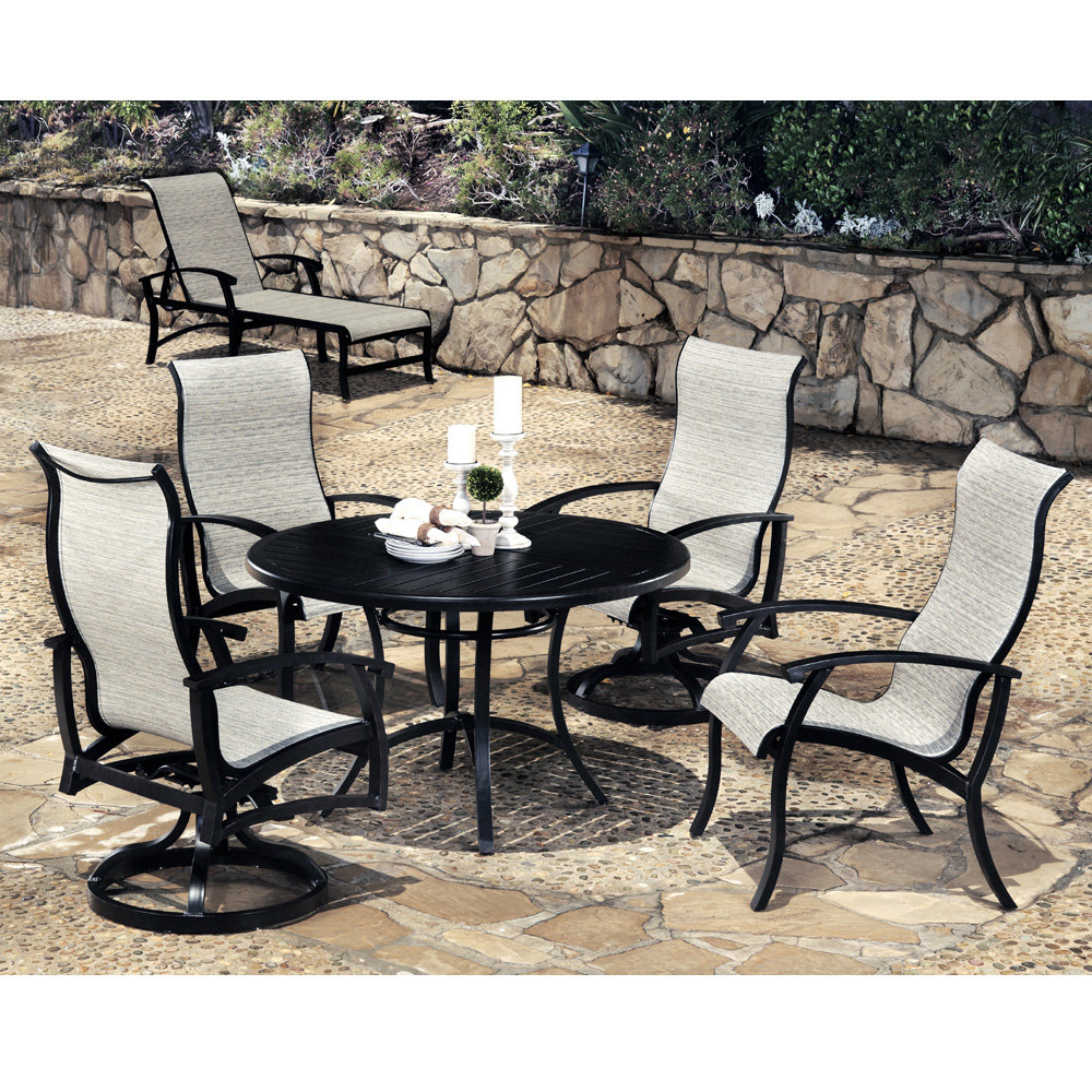 Mallin Georgetown Dining Set with High Back Sling Chairs for 4 - ML-GEORGETOWN-SET2