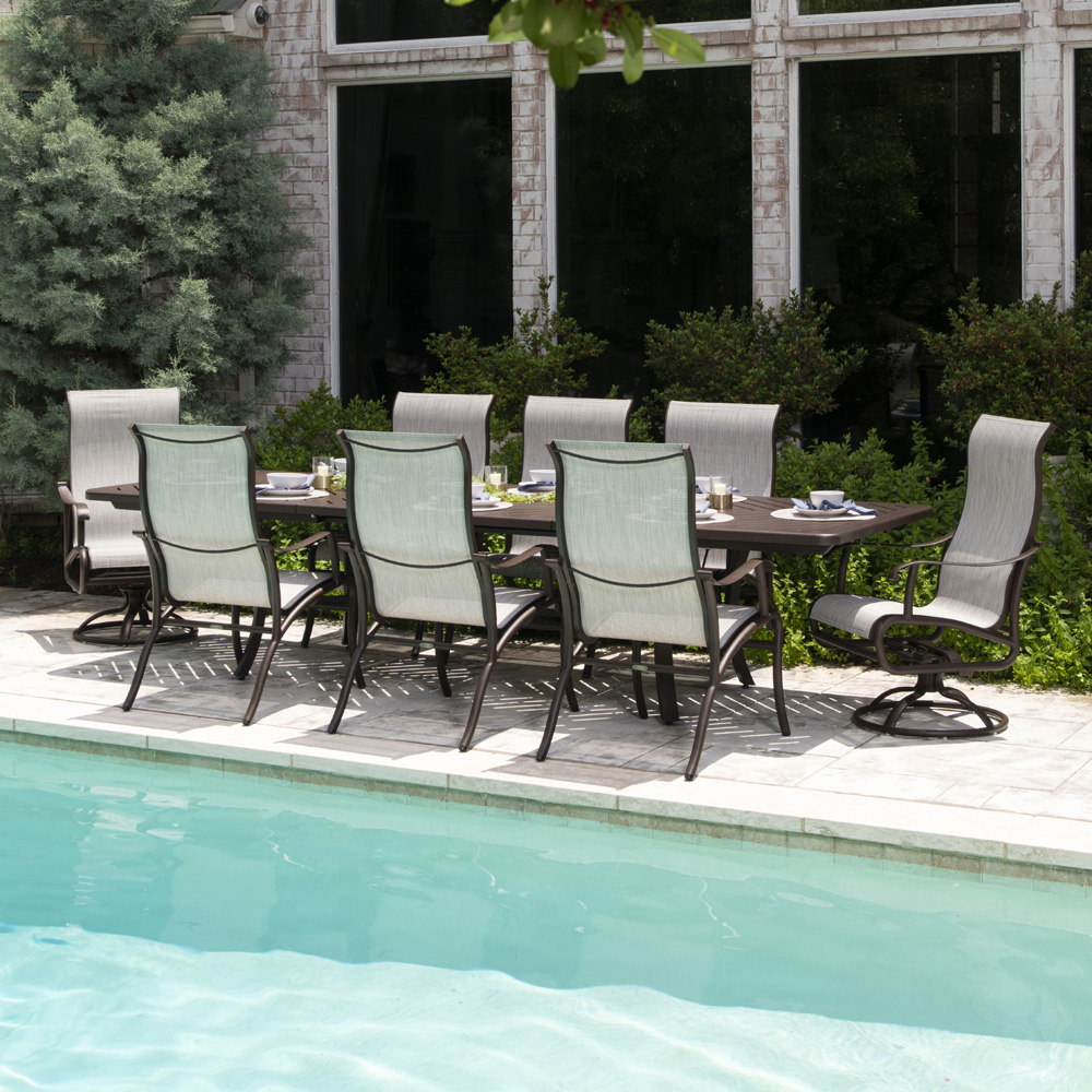 Mallin Scarsdale Aluminum Sling Outdoor Dining Set for 8 - ML-SCARSDALE-SET2