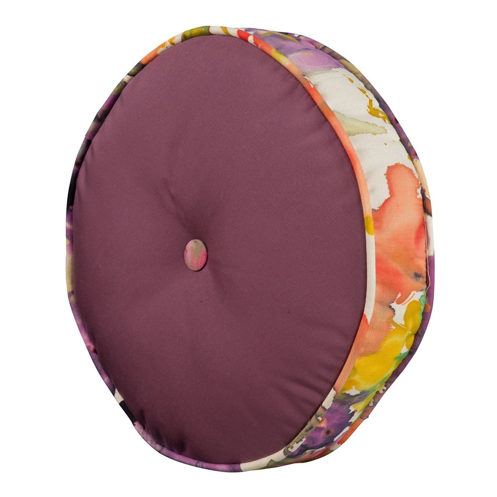Mallin Round Throw Pillow with Button and Two Sided Fabrics  - 6NWP16WL2