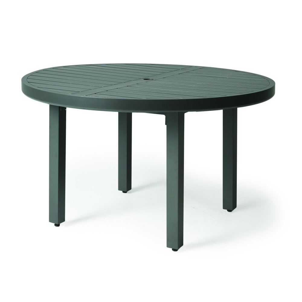 Mallin Trinidad Slat 48" Round Umbrella Dining Table - 3-048U