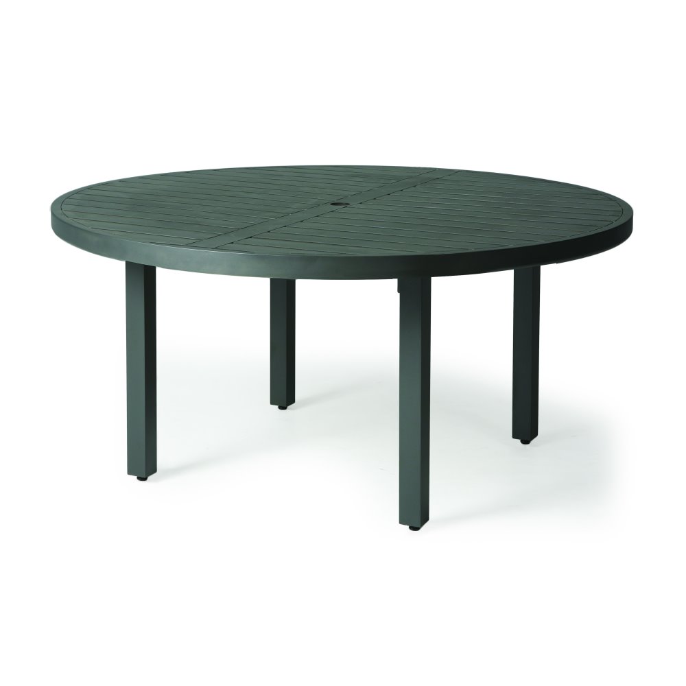 Mallin Trinidad Slat 60" Round Umbrella Dining Table - 3-060U