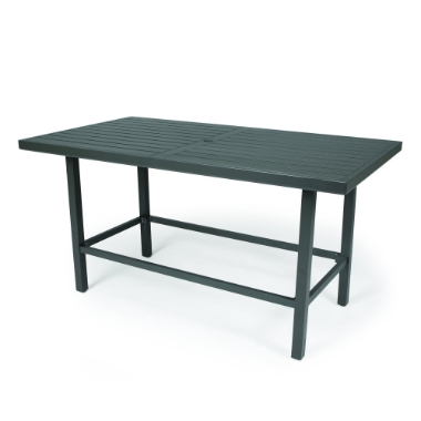 Mallin Trinidad Slat 72" x 40" Counter Height Rectangular Umbrella Table - 3-D272U