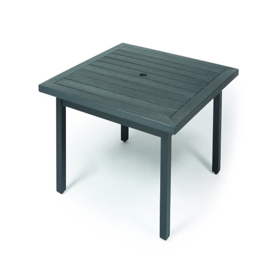 Mallin Trinidad Woodgrain 36" Counter Height Square Umbrella Table - BD3736-W136U