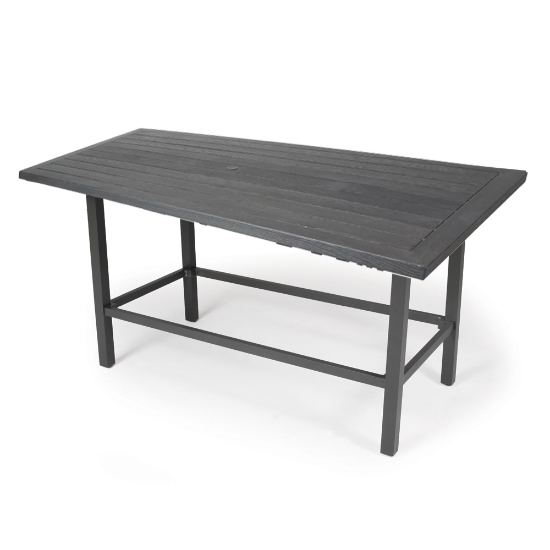 Mallin Trinidad Woodgrain 72" x 39" Counter Height Rectangular Umbrella Table - BD3772-W272U