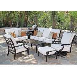 Mallin Turin Cushion Traditional Cast Aluminum Outdoor Furniture Set - ML-TURIN-SET1