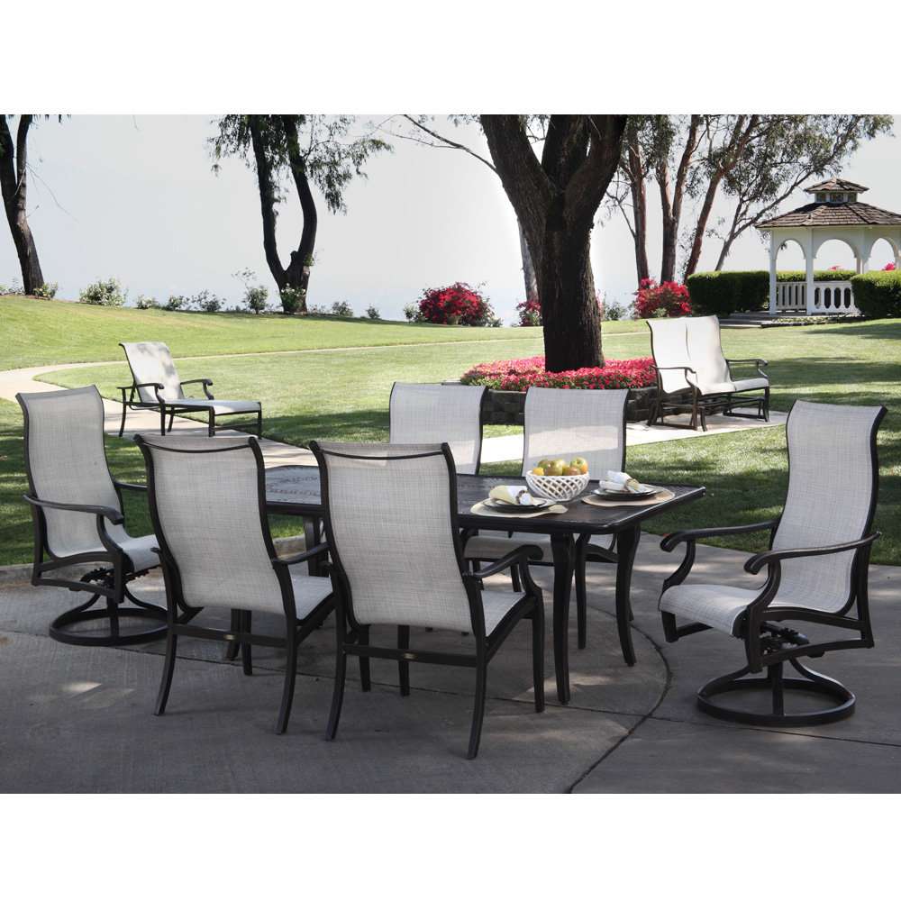 Mallin Turin Sling Outdoor Dining Set with Napa Table for 6 - ML-TURIN-SET2