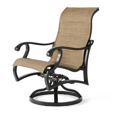 Mallin Volare Padded Sling Swivel Rocker Dining Arm Chair - VO-363