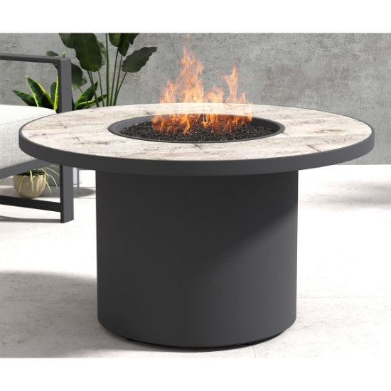 Anello 42" Round Chat Height Aluminum Fire Pit lifestyle