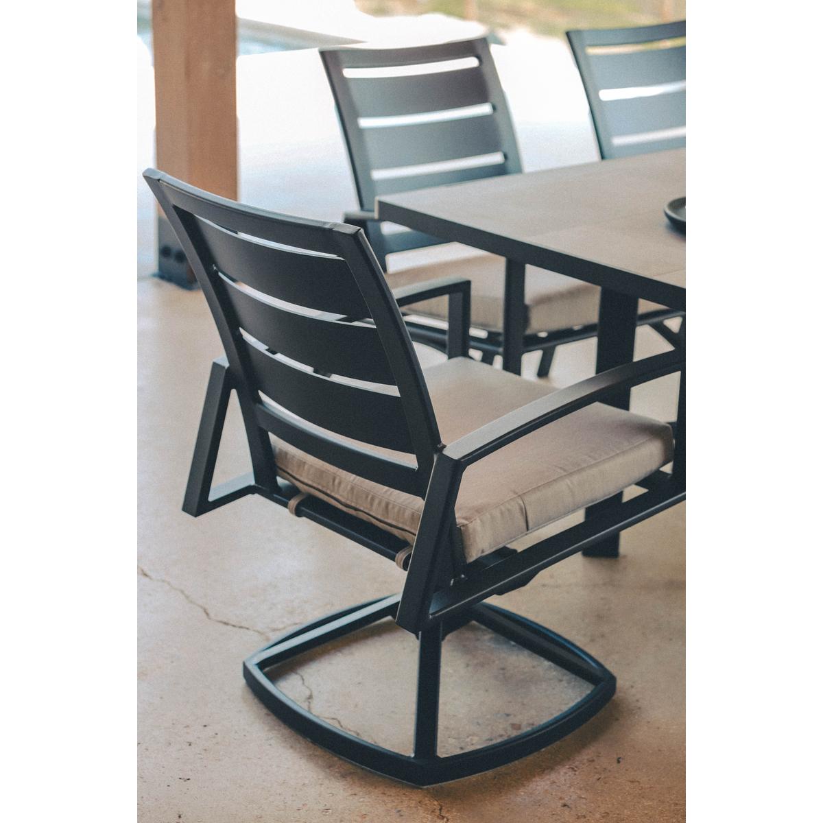 Arc Swivel Rocker Dining Arm Chair back