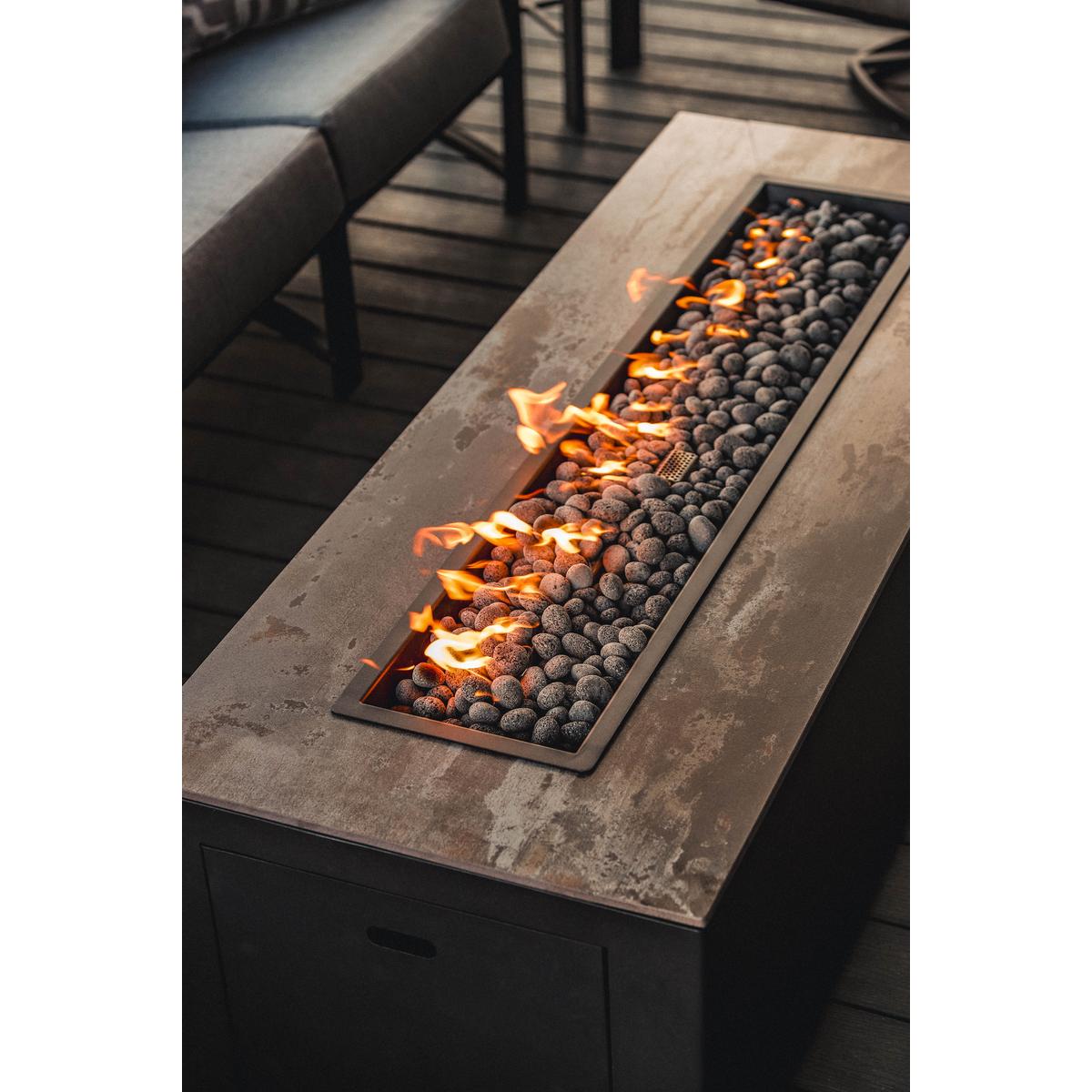 OW Lee Moda 65" x 25" Aluminum Fire Table