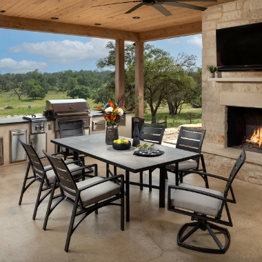 OW Lee Arc Modern Outdoor Dining Set for 6 - OW-ARC-SET3