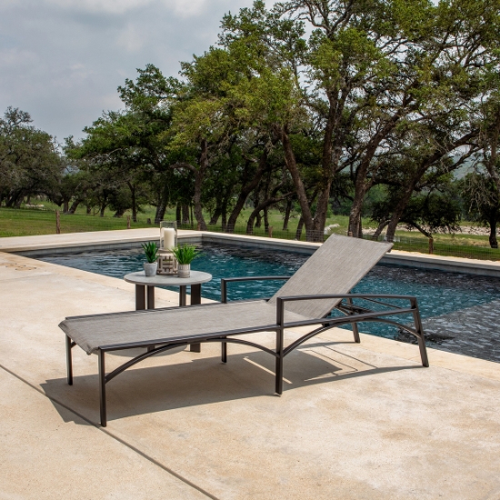 OW Lee Arc Sling Chaise Lounge Set with Trillium Dekton Side Table - OW-ARC-SET4