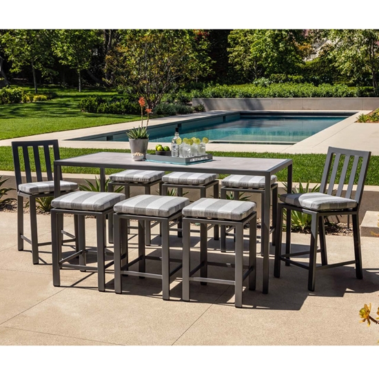 OW Lee Quadra Outdoor Counter Table with Aris Stools