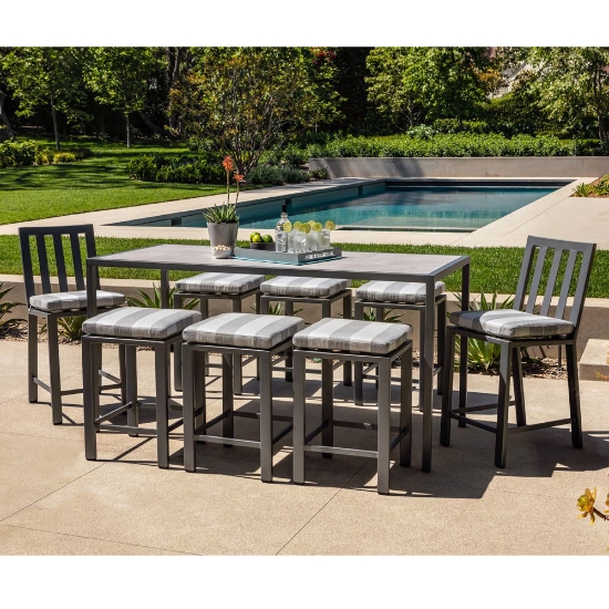 OW Lee Aris Patio Bar Table Set for 8 - OW-ARIS-SET8
